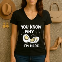 Zany You Know Why IM Here Deviled Eggs Funny Thanksgiving Women's V-Neck T-Shirt