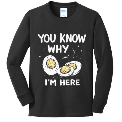 Zany You Know Why IM Here Deviled Eggs Funny Thanksgiving Kids Long Sleeve Shirt