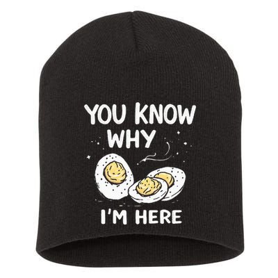 Zany You Know Why IM Here Deviled Eggs Funny Thanksgiving Short Acrylic Beanie