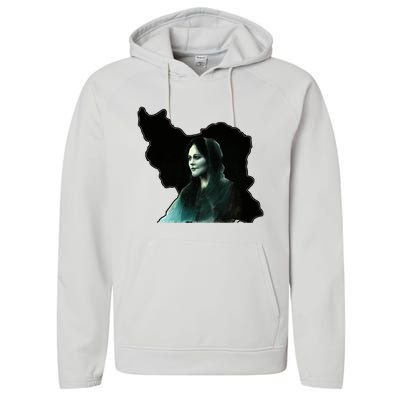 Zan Zendegi Azadi, With The Map, Mahsa (Zhina) Performance Fleece Hoodie