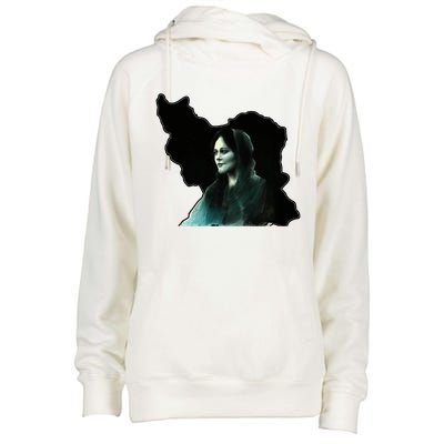 Zan Zendegi Azadi, With The Map, Mahsa (Zhina) Womens Funnel Neck Pullover Hood