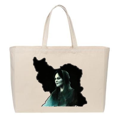 Zan Zendegi Azadi, With The Map, Mahsa (Zhina) Cotton Canvas Jumbo Tote