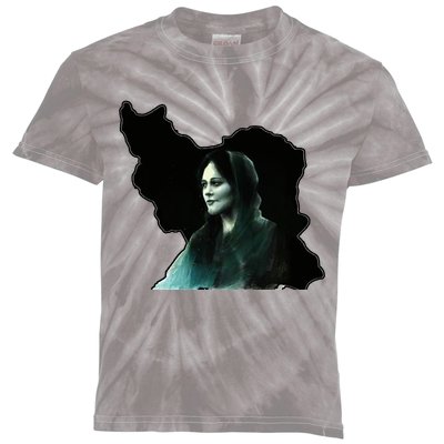 Zan Zendegi Azadi, With The Map, Mahsa (Zhina) Kids Tie-Dye T-Shirt