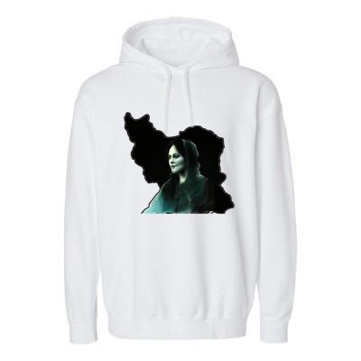 Zan Zendegi Azadi, With The Map, Mahsa (Zhina) Garment-Dyed Fleece Hoodie