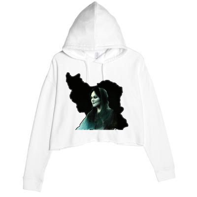 Zan Zendegi Azadi, With The Map, Mahsa (Zhina) Crop Fleece Hoodie