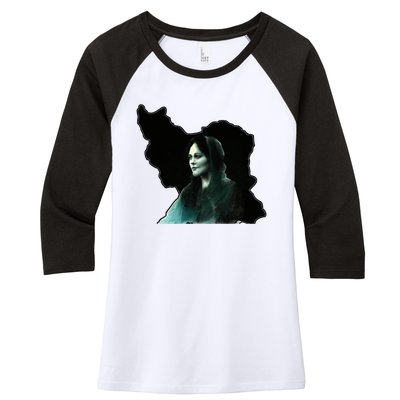 Zan Zendegi Azadi, With The Map, Mahsa (Zhina) Women's Tri-Blend 3/4-Sleeve Raglan Shirt