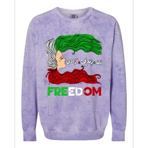 Zan Zendegi Azadi Iran Persian Woman Life Hair Freedom White Colorblast Crewneck Sweatshirt