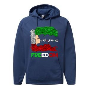 Zan Zendegi Azadi Iran Persian Woman Life Hair Freedom White Performance Fleece Hoodie