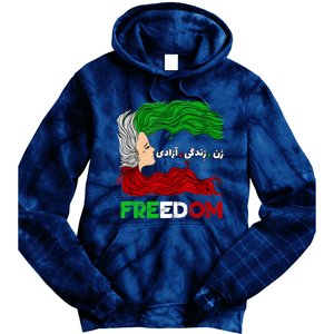 Zan Zendegi Azadi Iran Persian Woman Life Hair Freedom White Tie Dye Hoodie