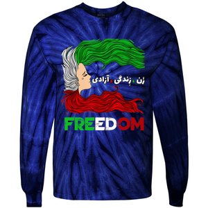 Zan Zendegi Azadi Iran Persian Woman Life Hair Freedom White Tie-Dye Long Sleeve Shirt