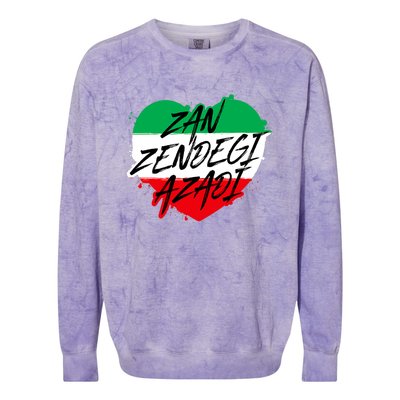 Zan Zendegi Azadi | Heart Iran Freedom Quote | Free Iran Colorblast Crewneck Sweatshirt