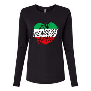 Zan Zendegi Azadi | Heart Iran Freedom Quote | Free Iran Womens Cotton Relaxed Long Sleeve T-Shirt