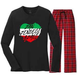 Zan Zendegi Azadi | Heart Iran Freedom Quote | Free Iran Women's Long Sleeve Flannel Pajama Set 