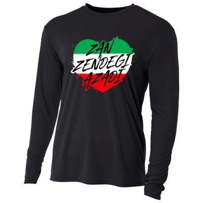 Zan Zendegi Azadi | Heart Iran Freedom Quote | Free Iran Cooling Performance Long Sleeve Crew