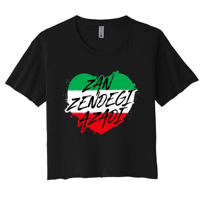 Zan Zendegi Azadi | Heart Iran Freedom Quote | Free Iran Women's Crop Top Tee