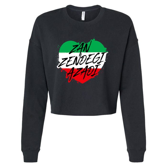 Zan Zendegi Azadi | Heart Iran Freedom Quote | Free Iran Cropped Pullover Crew