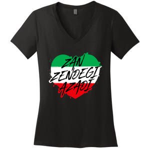 Zan Zendegi Azadi | Heart Iran Freedom Quote | Free Iran Women's V-Neck T-Shirt