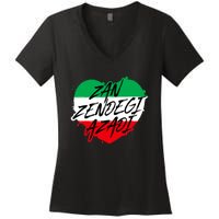 Zan Zendegi Azadi | Heart Iran Freedom Quote | Free Iran Women's V-Neck T-Shirt