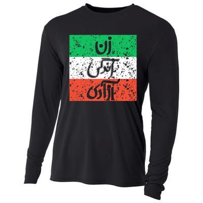 Zan Zendegi Azadi Flag Iran Vintage Cooling Performance Long Sleeve Crew