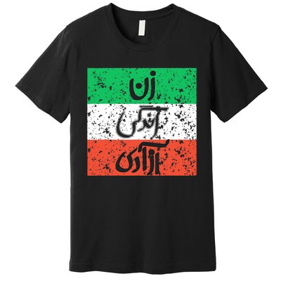 Zan Zendegi Azadi Flag Iran Vintage Premium T-Shirt