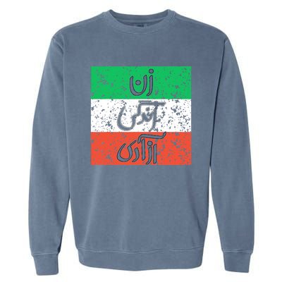 Zan Zendegi Azadi Flag Iran Vintage Garment-Dyed Sweatshirt