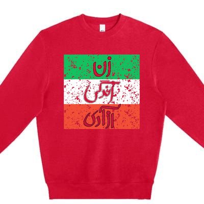 Zan Zendegi Azadi Flag Iran Vintage Premium Crewneck Sweatshirt