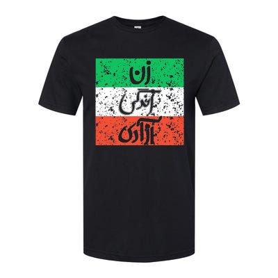 Zan Zendegi Azadi Flag Iran Vintage Softstyle CVC T-Shirt