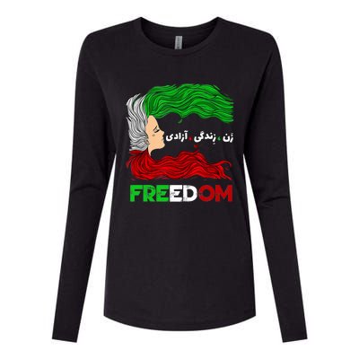 Zan Zendegi Azadi Iran Persian Woman Life Hair Freedom White Womens Cotton Relaxed Long Sleeve T-Shirt