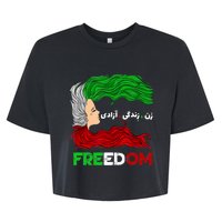 Zan Zendegi Azadi Iran Persian Woman Life Hair Freedom White Bella+Canvas Jersey Crop Tee