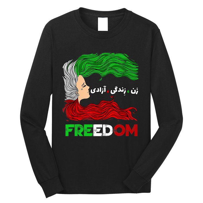 Zan Zendegi Azadi Iran Persian Woman Life Hair Freedom White Long Sleeve Shirt