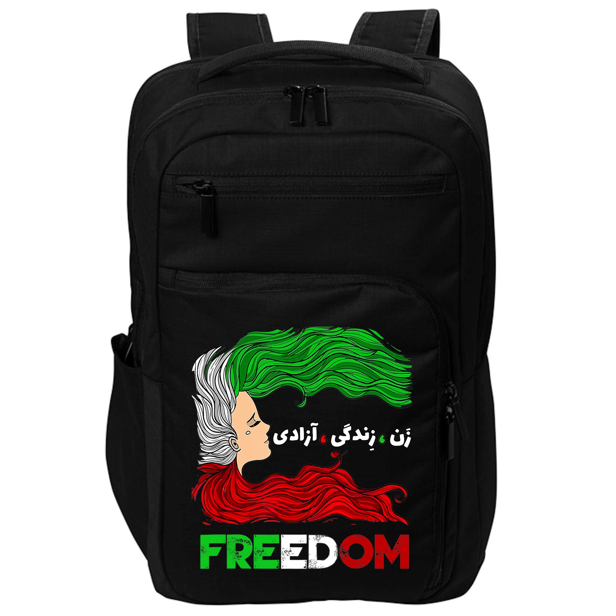 Zan Zendegi Azadi Iran Persian Woman Life Hair Freedom White Impact Tech Backpack