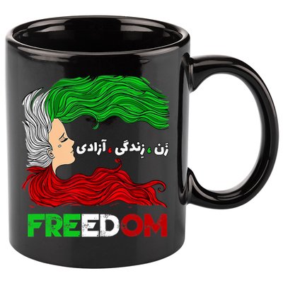 Zan Zendegi Azadi Iran Persian Woman Life Hair Freedom White 11oz C Handle Ceramic Mug