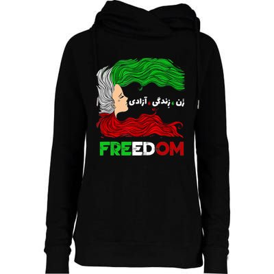 Zan Zendegi Azadi Iran Persian Woman Life Hair Freedom White Womens Funnel Neck Pullover Hood