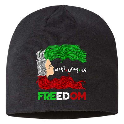 Zan Zendegi Azadi Iran Persian Woman Life Hair Freedom White Sustainable Beanie