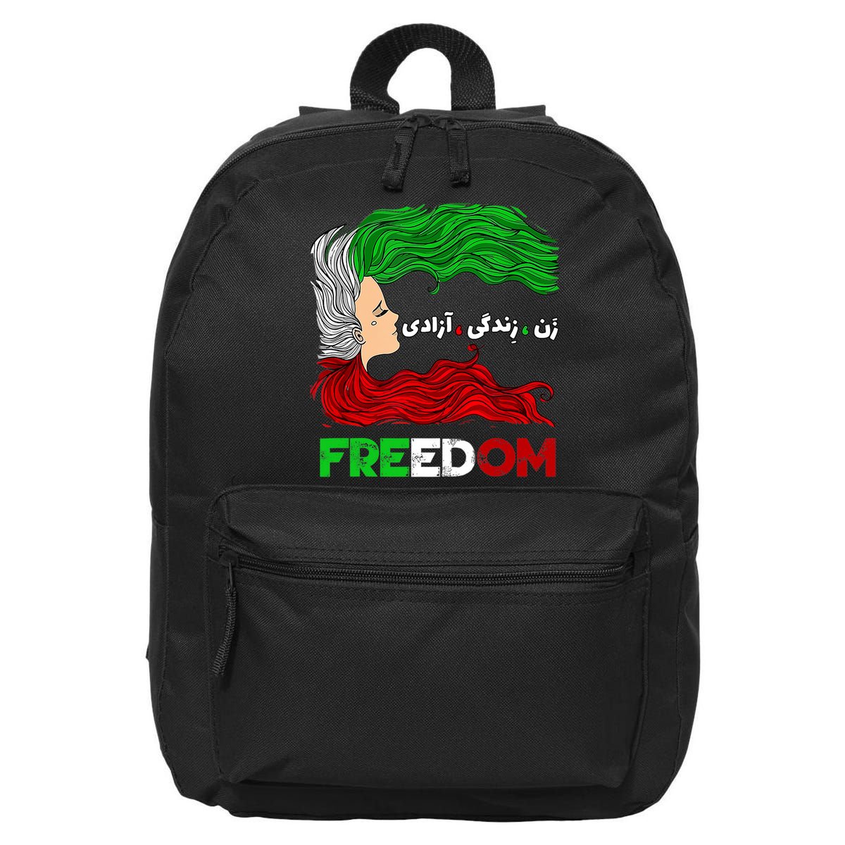 Zan Zendegi Azadi Iran Persian Woman Life Hair Freedom White 16 in Basic Backpack
