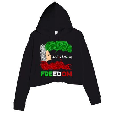 Zan Zendegi Azadi Iran Persian Woman Life Hair Freedom White Crop Fleece Hoodie