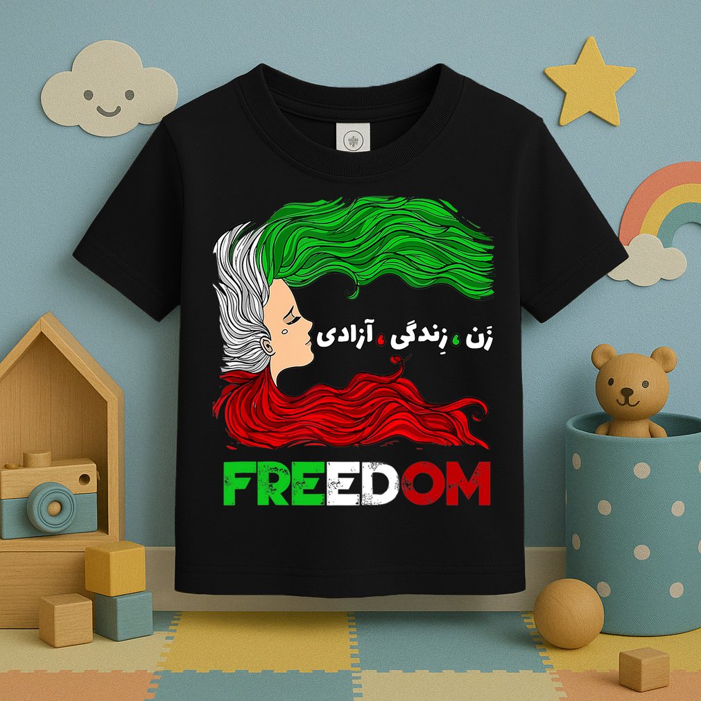 Zan Zendegi Azadi Iran Persian Woman Life Hair Freedom White Toddler T-Shirt