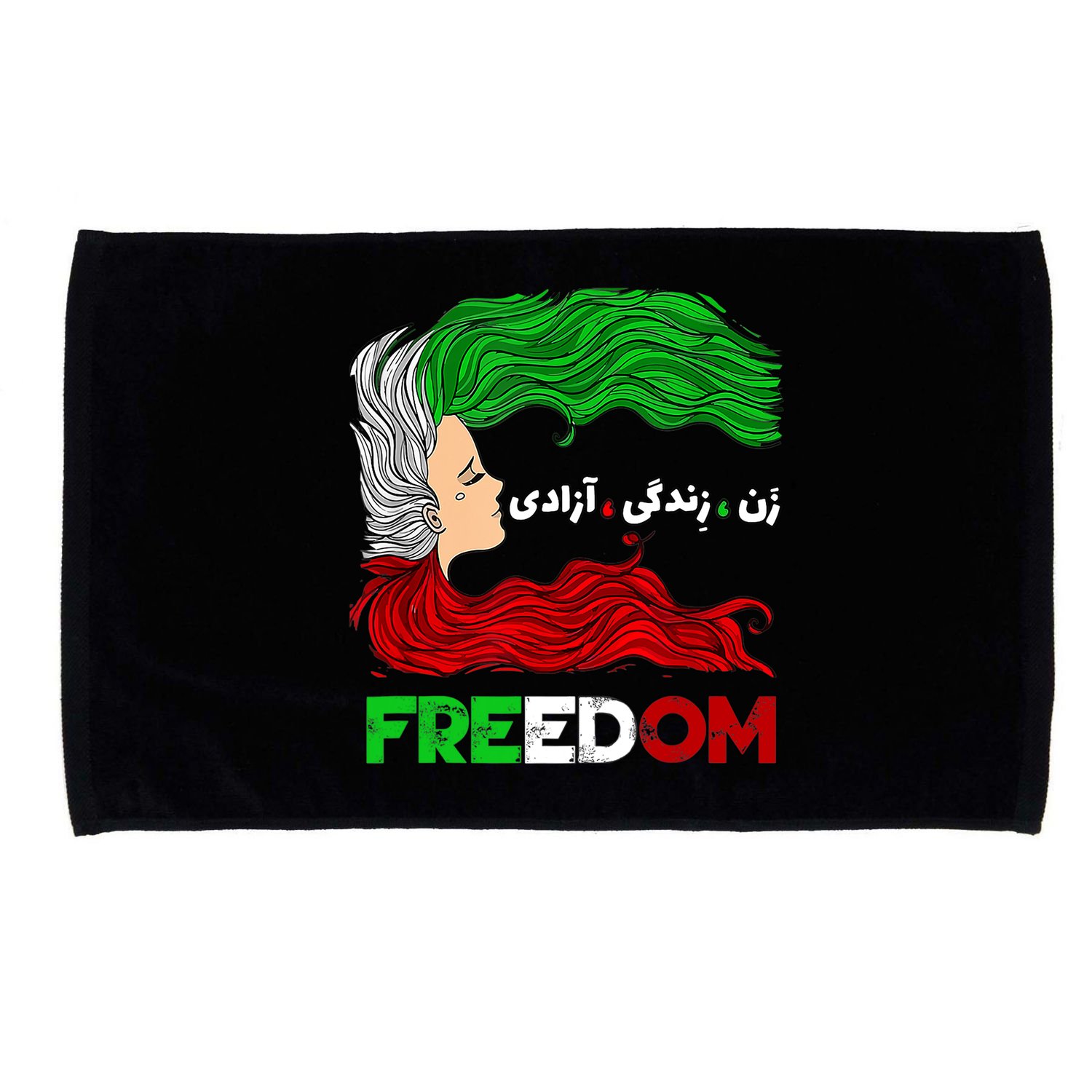 Zan Zendegi Azadi Iran Persian Woman Life Hair Freedom White Microfiber Hand Towel