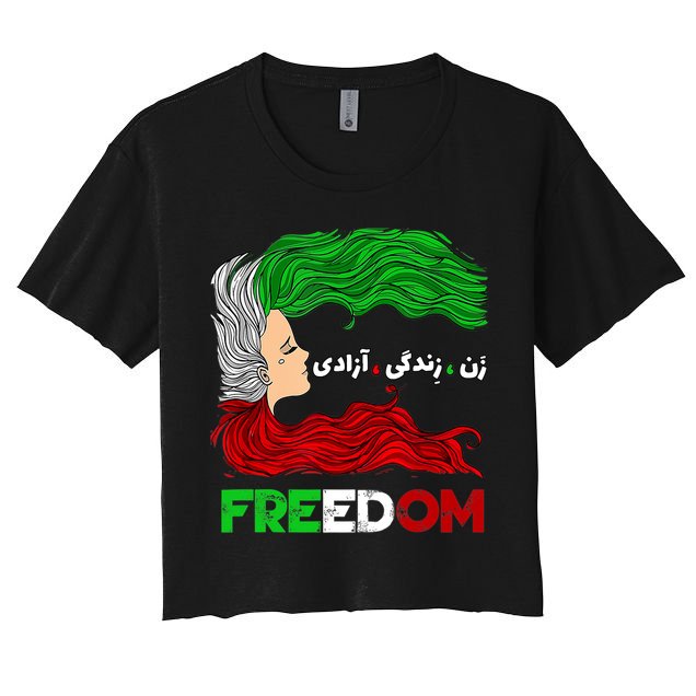 Zan Zendegi Azadi Iran Persian Woman Life Hair Freedom White Crop Top