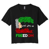 Zan Zendegi Azadi Iran Persian Woman Life Hair Freedom White Women's Crop Top Tee