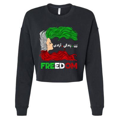 Zan Zendegi Azadi Iran Persian Woman Life Hair Freedom White Cropped Pullover Crew