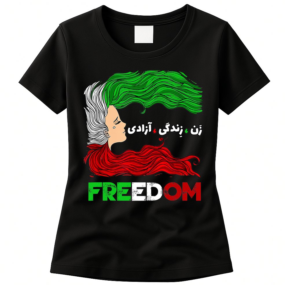 Zan Zendegi Azadi Iran Persian Woman Life Hair Freedom White Womens T-Shirt