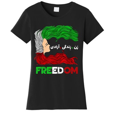 Zan Zendegi Azadi Iran Persian Woman Life Hair Freedom White Women's T-Shirt