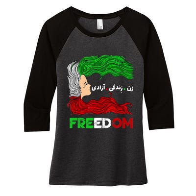 Zan Zendegi Azadi Iran Persian Woman Life Hair Freedom White Women's Tri-Blend 3/4-Sleeve Raglan Shirt