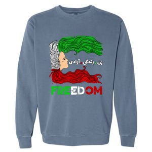 Zan Zendegi Azadi Iran Persian Woman Life Hair Freedom White Garment-Dyed Sweatshirt