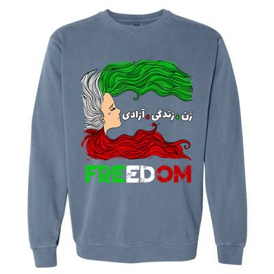 Zan Zendegi Azadi Iran Persian Woman Life Hair Freedom White Garment-Dyed Sweatshirt