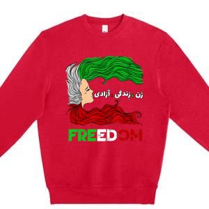 Zan Zendegi Azadi Iran Persian Woman Life Hair Freedom White Premium Crewneck Sweatshirt