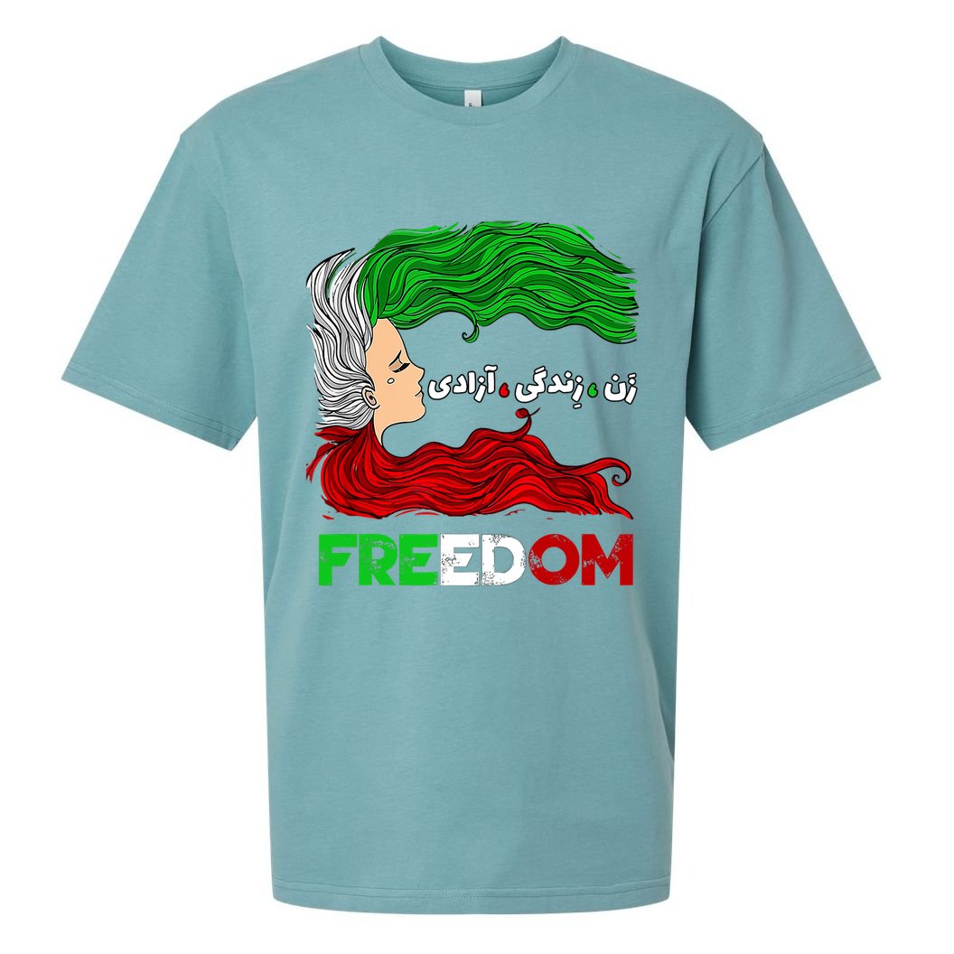 Zan Zendegi Azadi Iran Persian Woman Life Hair Freedom White Sueded Cloud Jersey T-Shirt