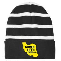 Zan Zindgi Azadi Women Life Freedom Striped Beanie with Solid Band