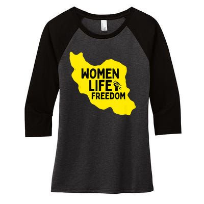 Zan Zindgi Azadi Women Life Freedom Women's Tri-Blend 3/4-Sleeve Raglan Shirt